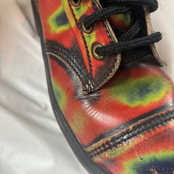 Rare Dr Doc Martens Tie Dye Combat Boot 90s Vintage Original England US 8.5 UK 6 - Picture 9 of 16